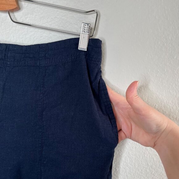 Nic+Zoe Womens Navy Blue Organic Linen Rumba Park Wide-Leg Crop Pant 12 - Picture 9 of 15